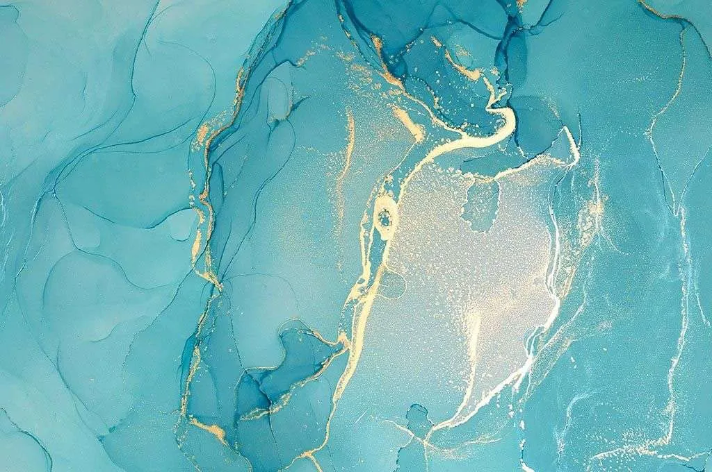 Фотообои в интерьере ярко голубой флюид  9-1440 фото