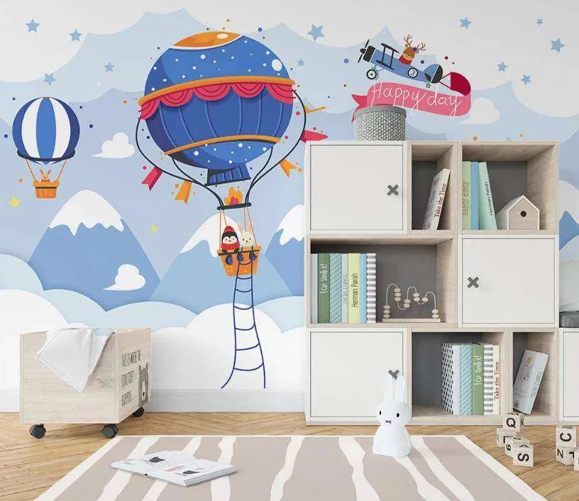 Фотообои в интерьере синий воздушный шар  15-337 фото