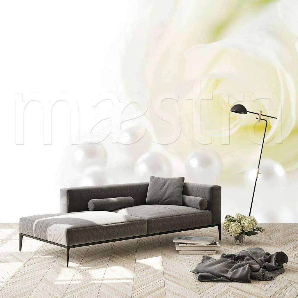 Фотообои Бесшовные обои на стену:  Жемчужная роза. Артикул: 9-055  