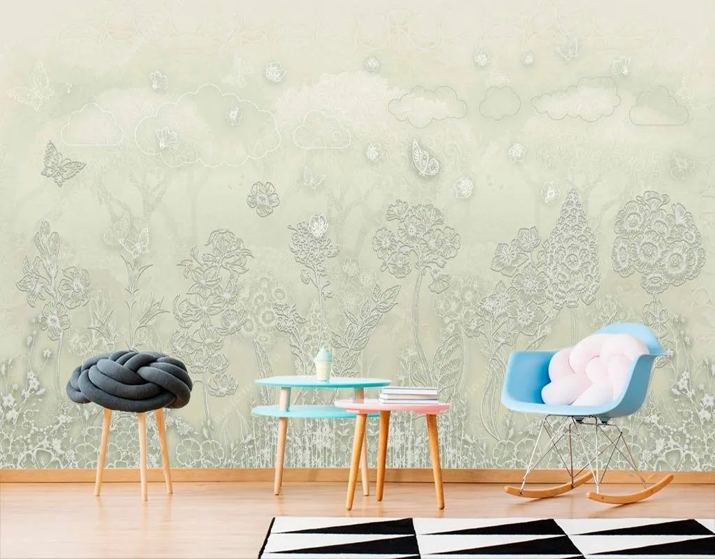 Фотообои Зеленое поле с цветами  13-120