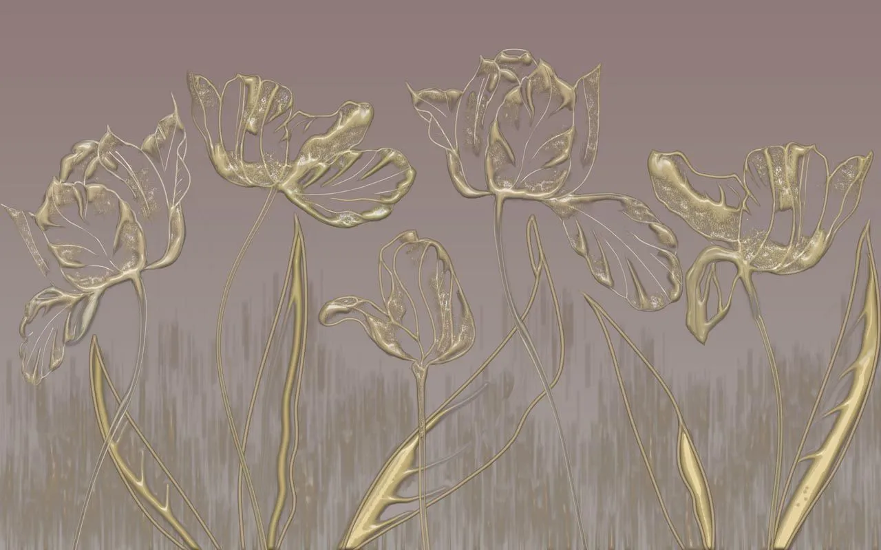 Фотообои в интерьере золотой тюльпан  13-531 фото