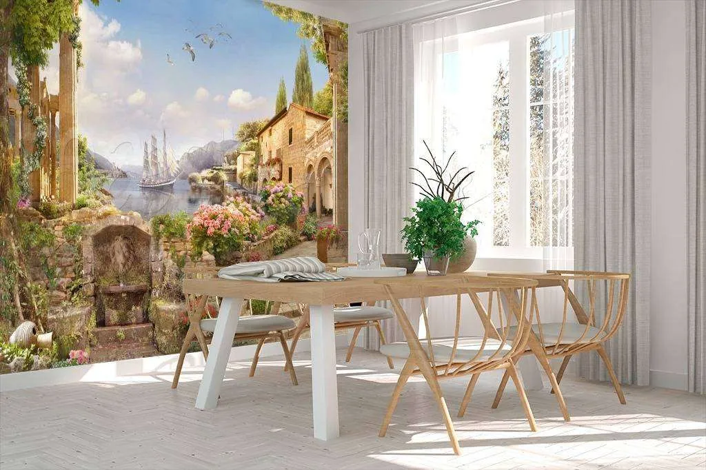 Фотообои в интерьере набережная античного города  11-067 фото