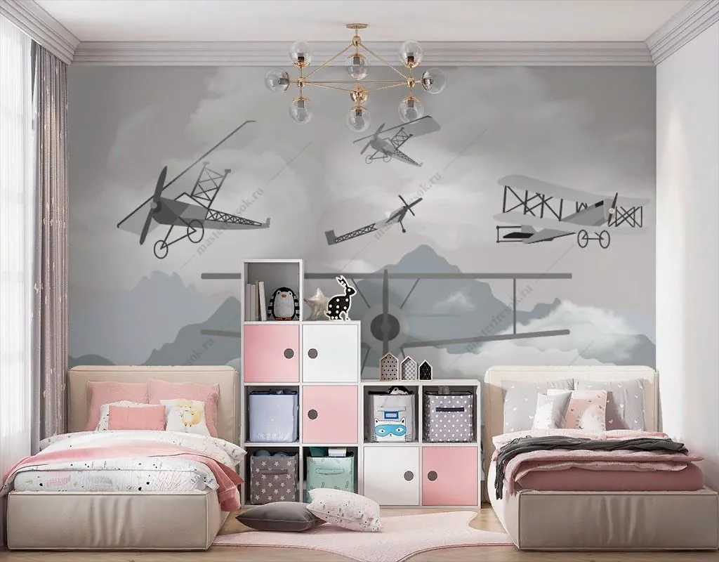 Фотообои в интерьере авиация в горах  14-383 фото