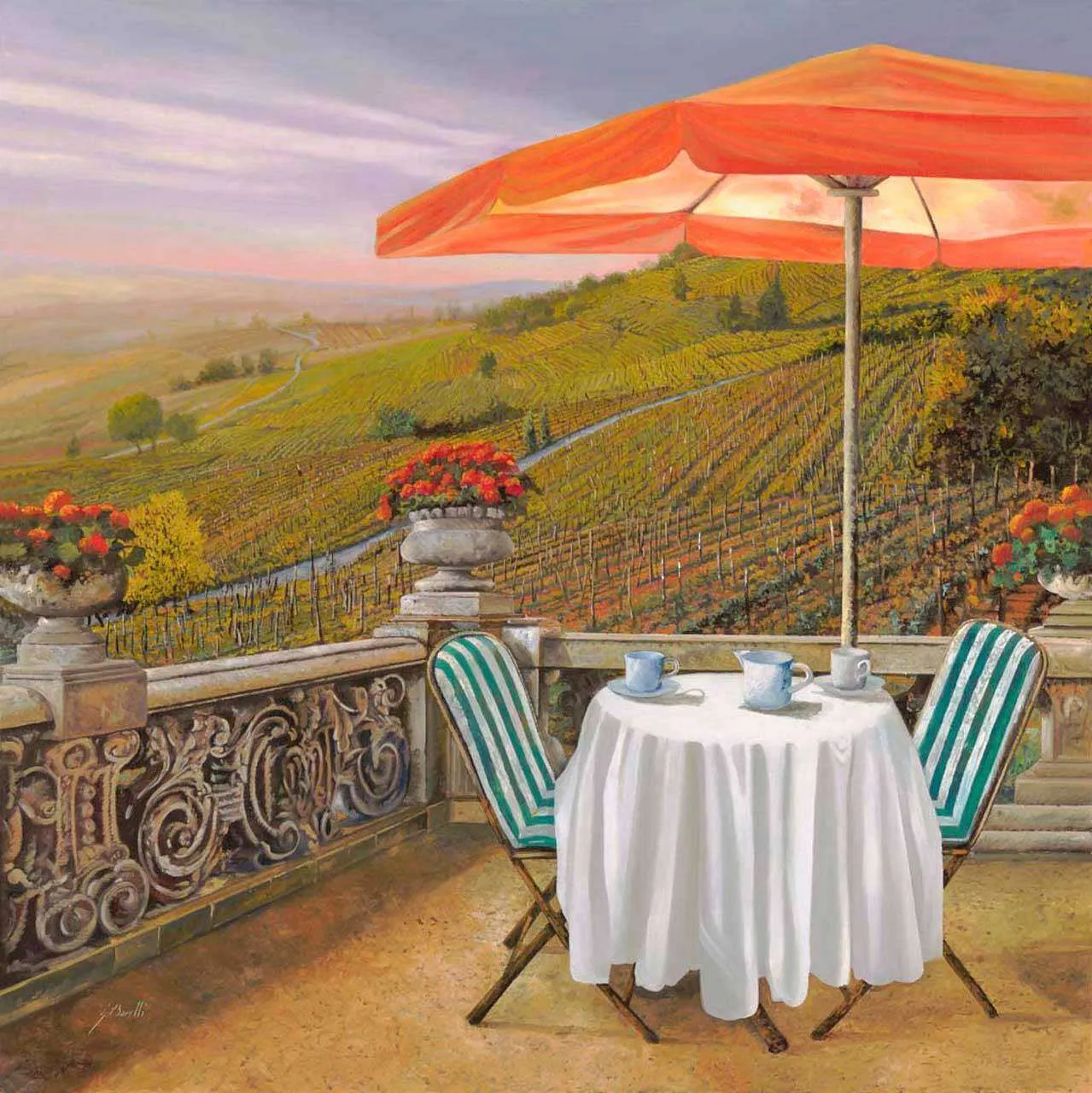 Фотообои в интерьере веранда с видом на поля  8-046 фото