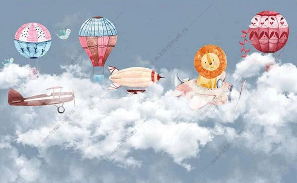 Фотообои в интерьере лев на вертолете  16-001 фото