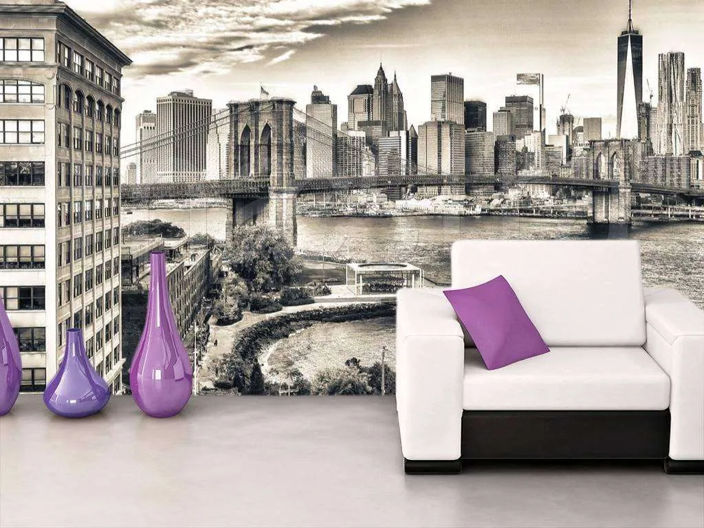 Фотообои Черно белый бруклинской мост живописный  9-825