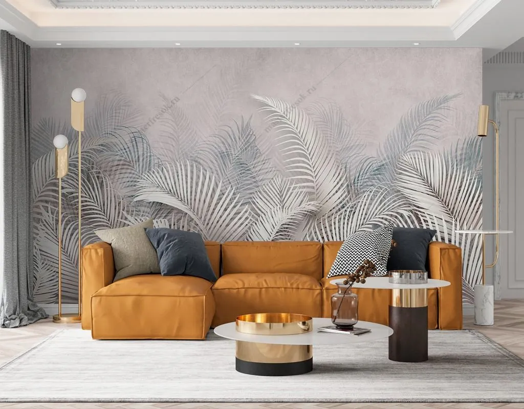 Фотообои в интерьере листья пальмы снизу  9-1601 фото