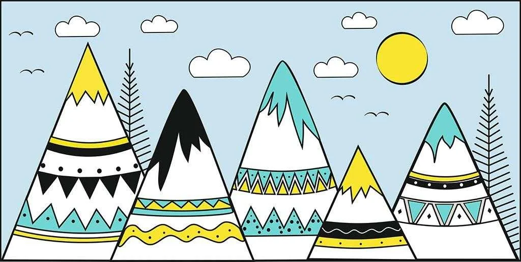 Фотообои в интерьере яркие скандинавские горы  12-1554 фото