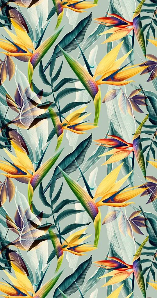 Фотообои в интерьере разноцветные тропические листья  9-1953 фото