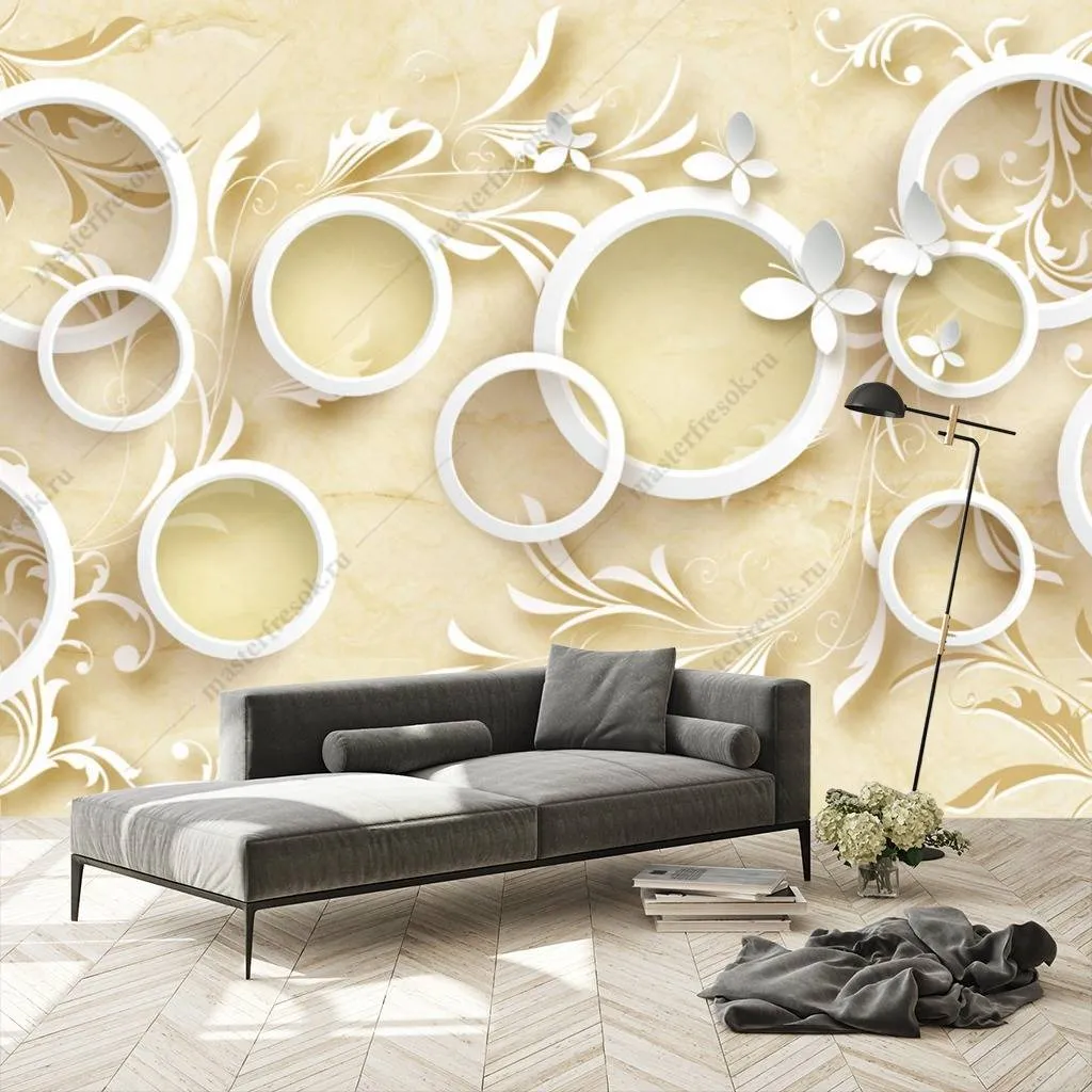 Фотообои 3д Белые веточки  10-631