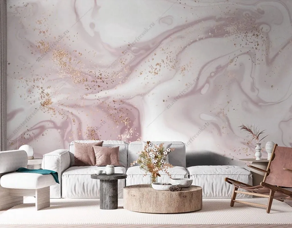 Фотообои Пудровый флюид с золотом  9-1560