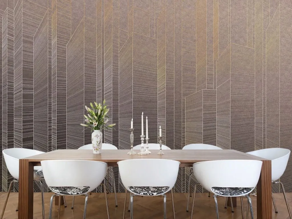 Фотообои в интерьере город золотые линии  14-786 фото