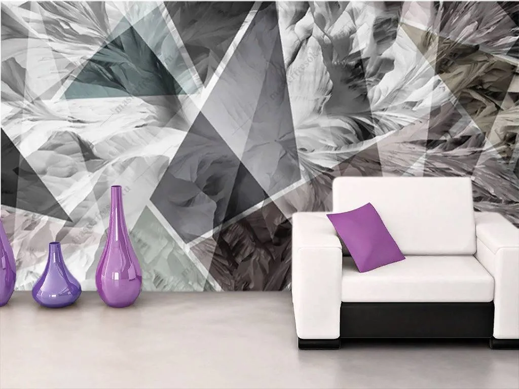 Фотообои в интерьере черно-серебристая абстракция  15-839 фото