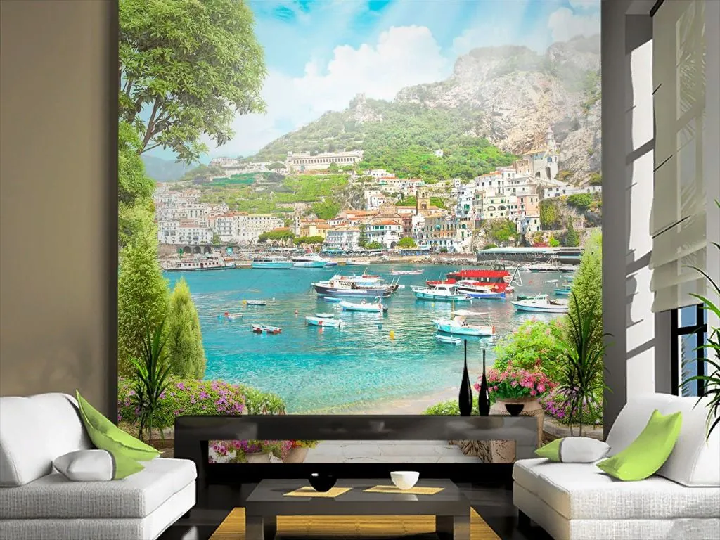 Фотообои в интерьере лодки у берега  9-1446 фото