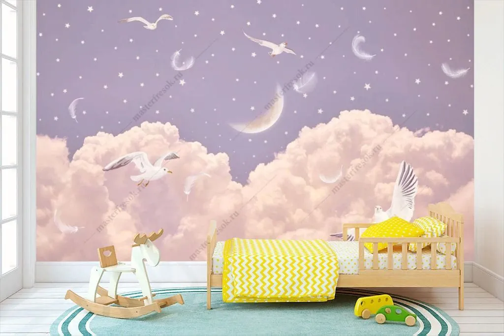 Фотообои Нежные розовые облака  12-1298