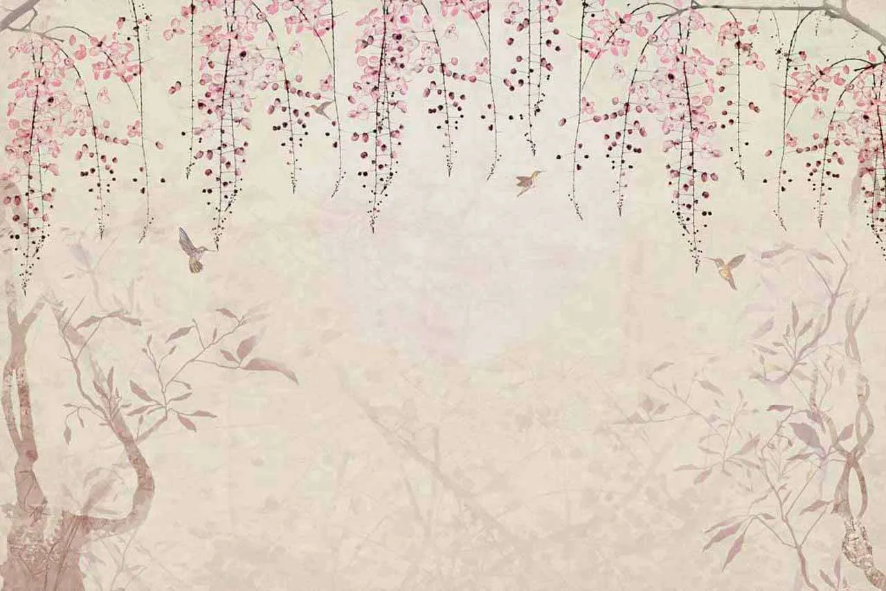 Фотообои в интерьере цветущие деревья  7-416 фото