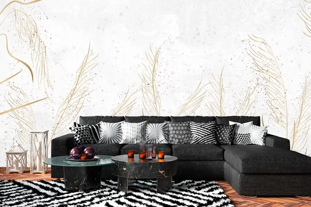 Фотообои в интерьере ветви золотистые  9-2094 фото