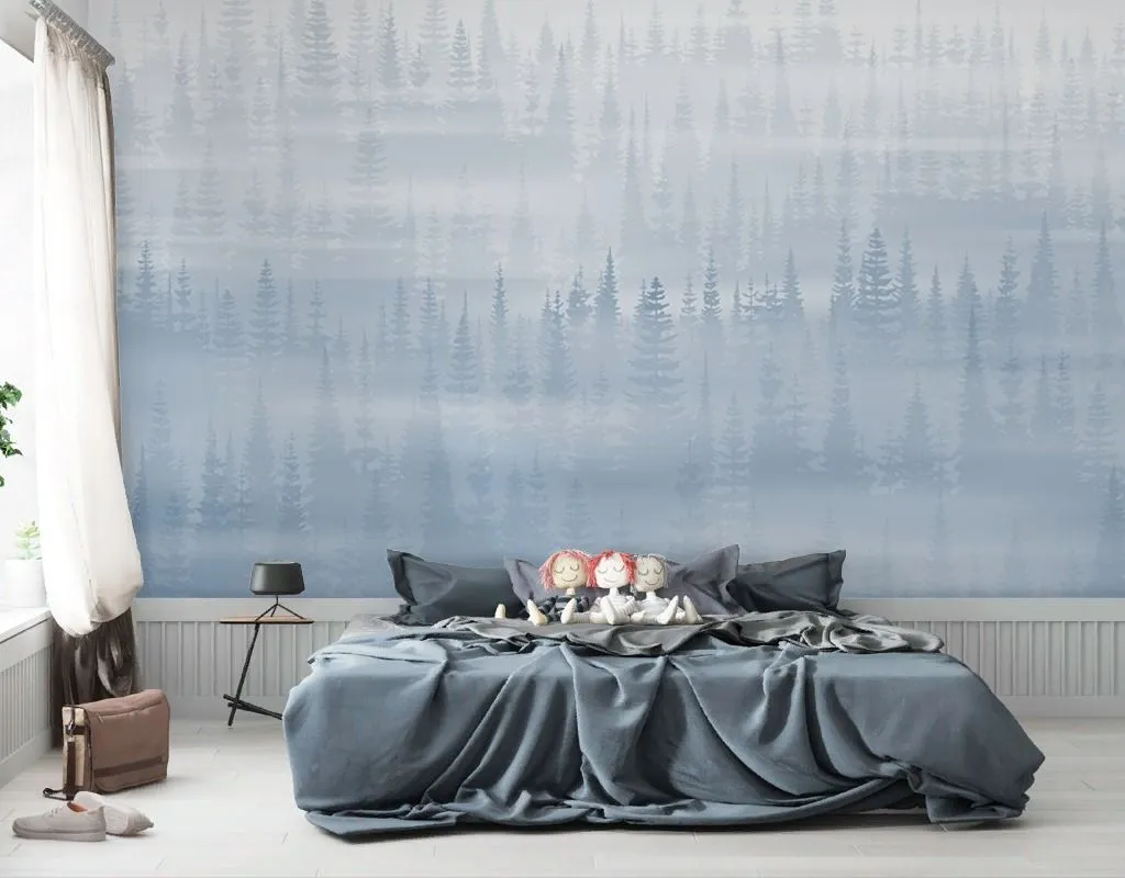 Фотообои в интерьере фон лес туманный  9-2032 фото