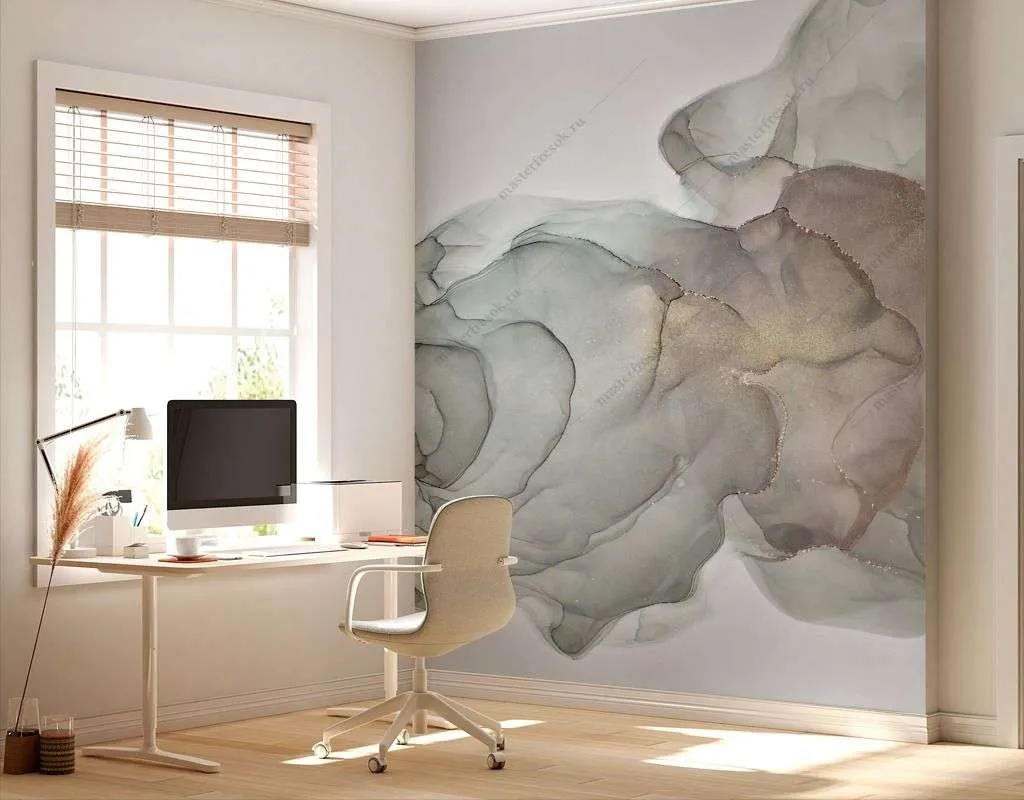 Фотообои в интерьере мрамор акварелью  9-1564 фото