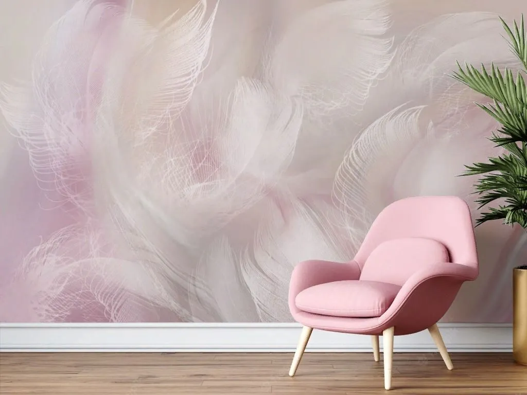 Фотообои в интерьере перья 3д  13-698 фото