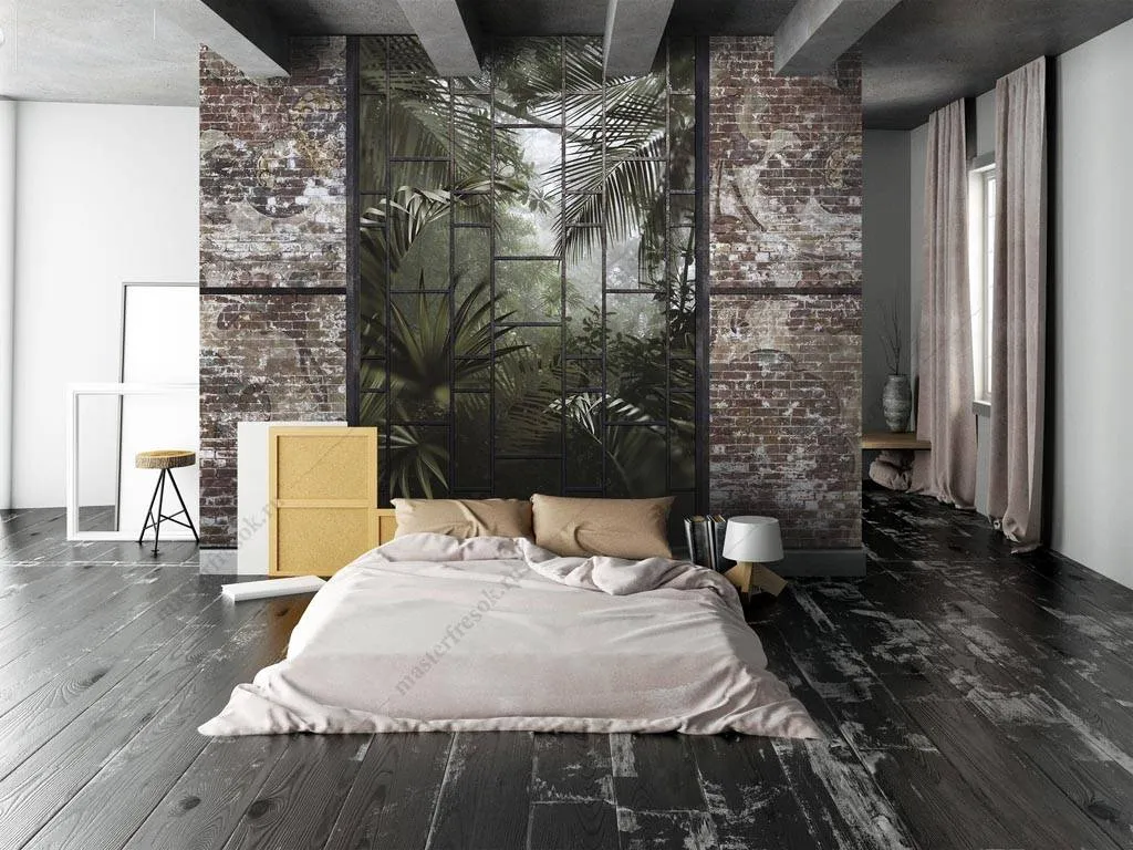 Фотообои Тропический лес за каменной стеной  9-1240