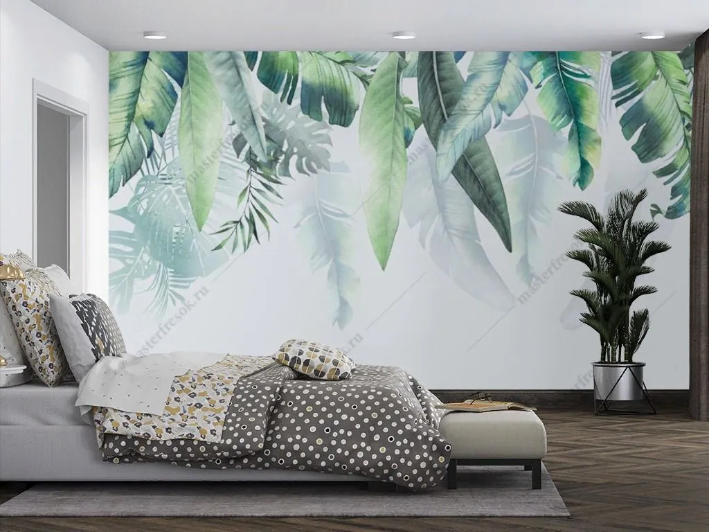 Фотообои Тропические листья сверху  13-504