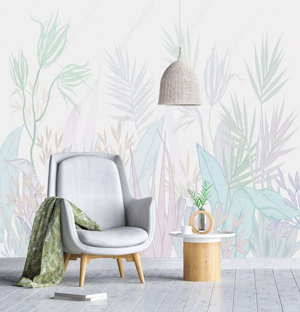 Фотообои в интерьере ботаника светлая  13-224 фото