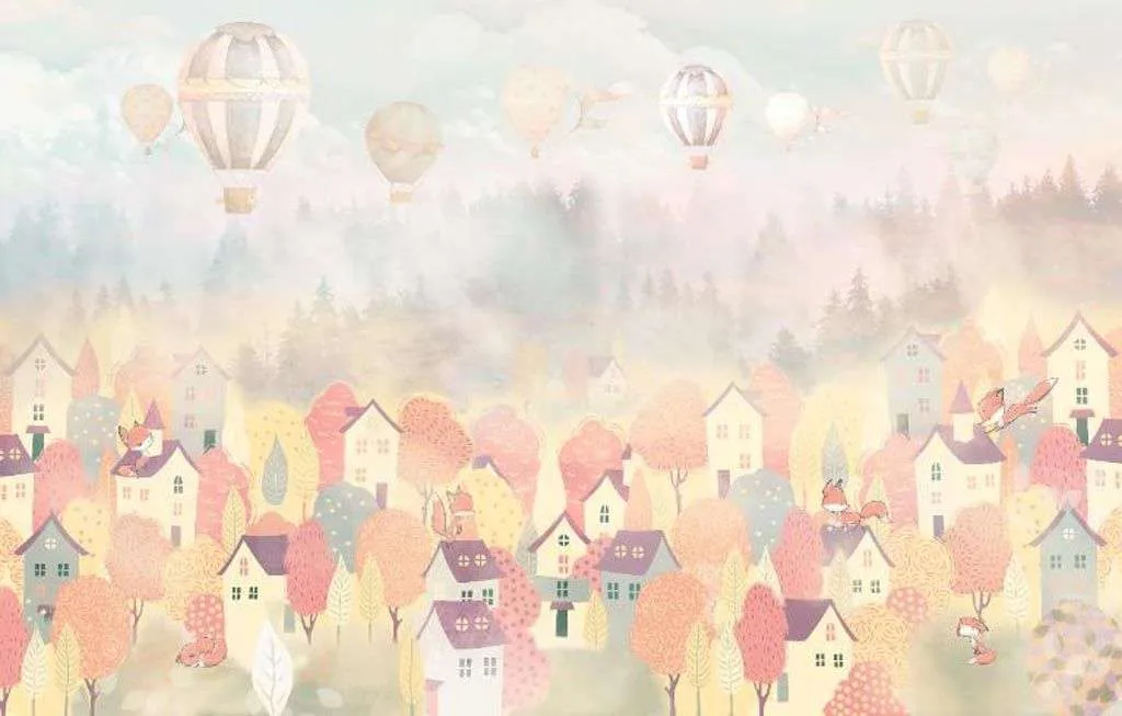 Фотообои в интерьере город в ярких красках  14-111 фото