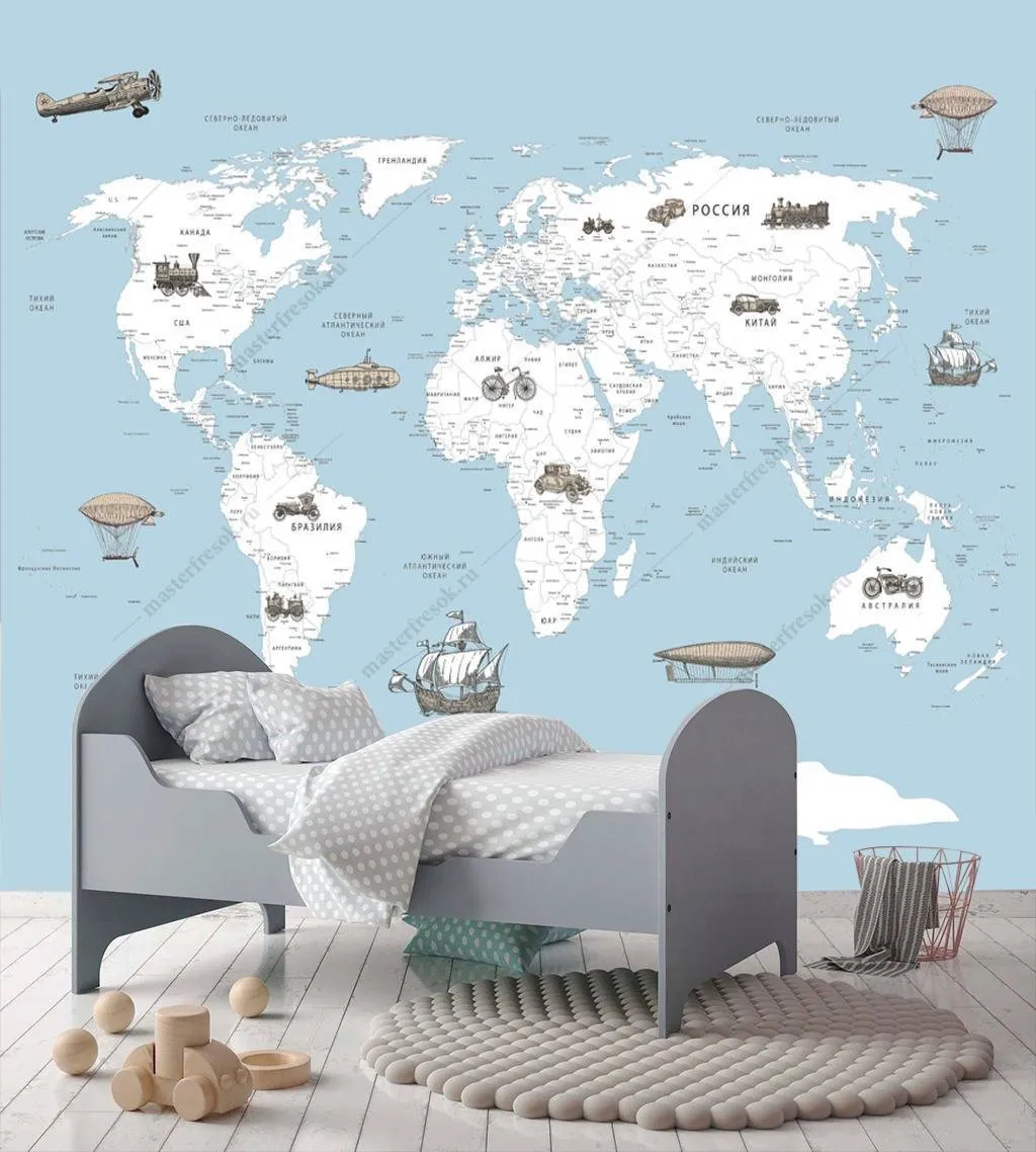 Фотообои Карта на голубом фоне  12-969