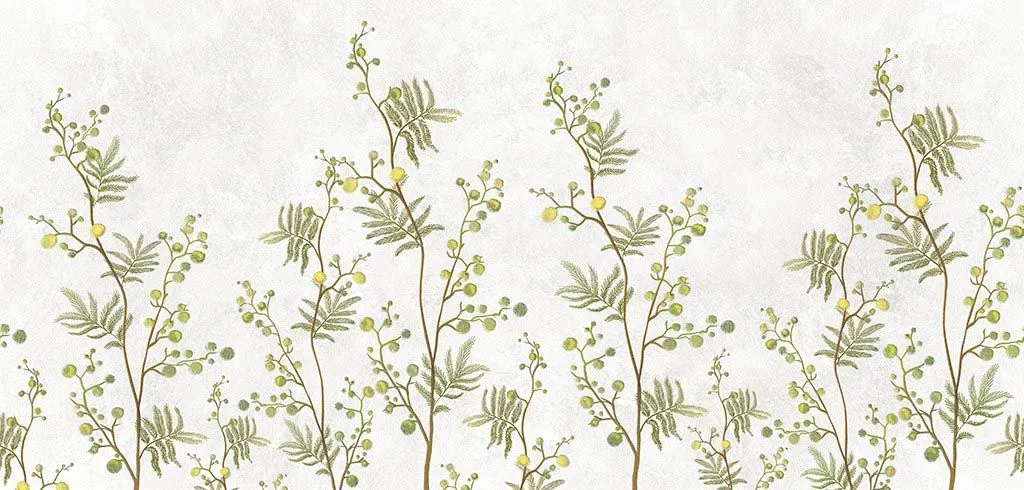 Фотообои в интерьере мимоза на белом фоне  9-1645 фото