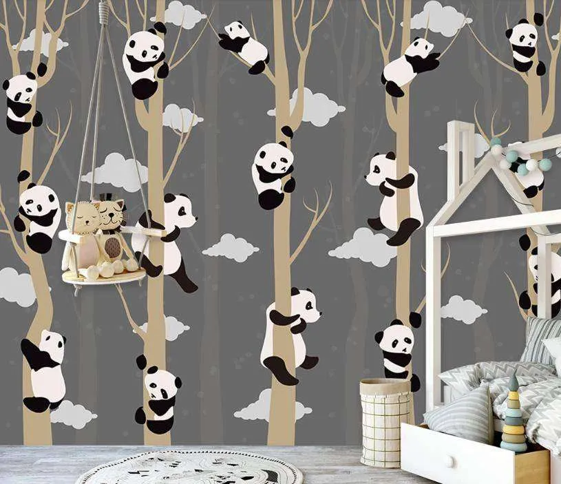 Фотообои Панды на сером фоне  15-081