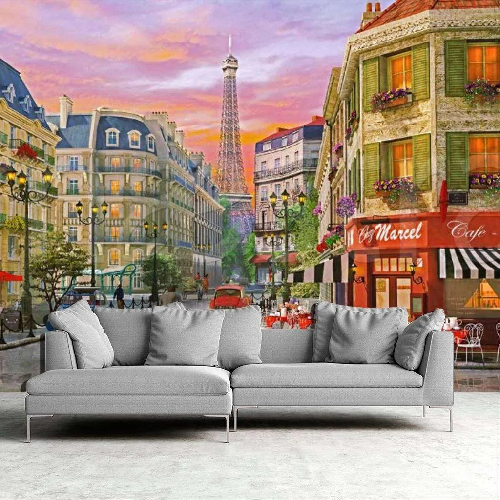 Фотообои в интерьере кафе в париже на улице  8-031 фото