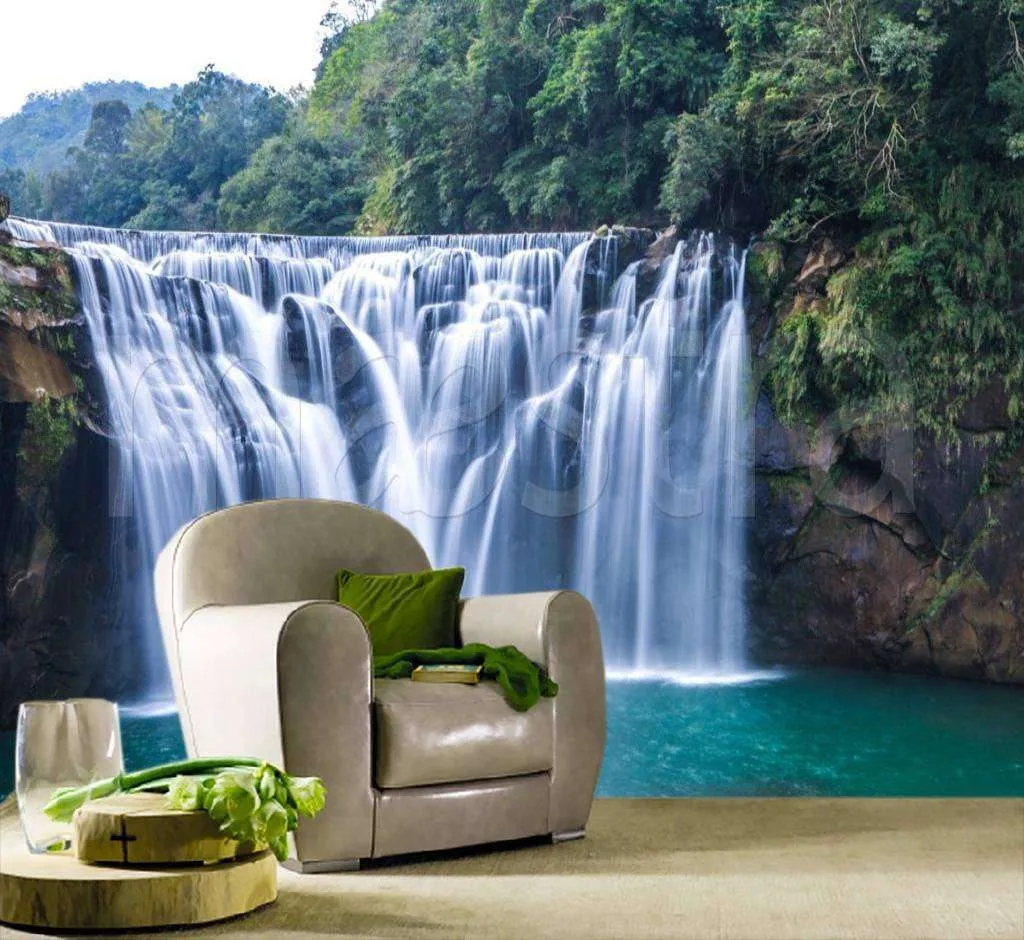 Фотообои в интерьере красивый водопад на тайване  9-887 фото