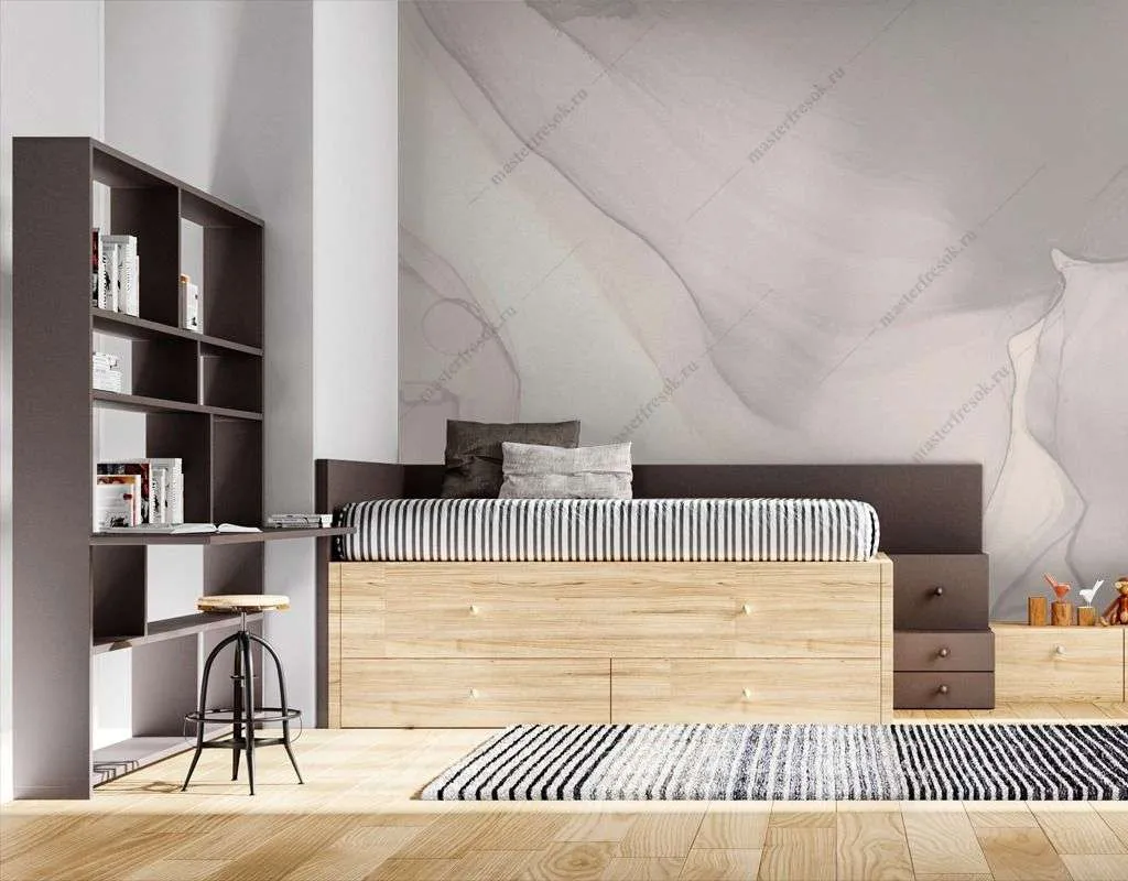 Фотообои в интерьере серый фон с разводами  9-1542 фото