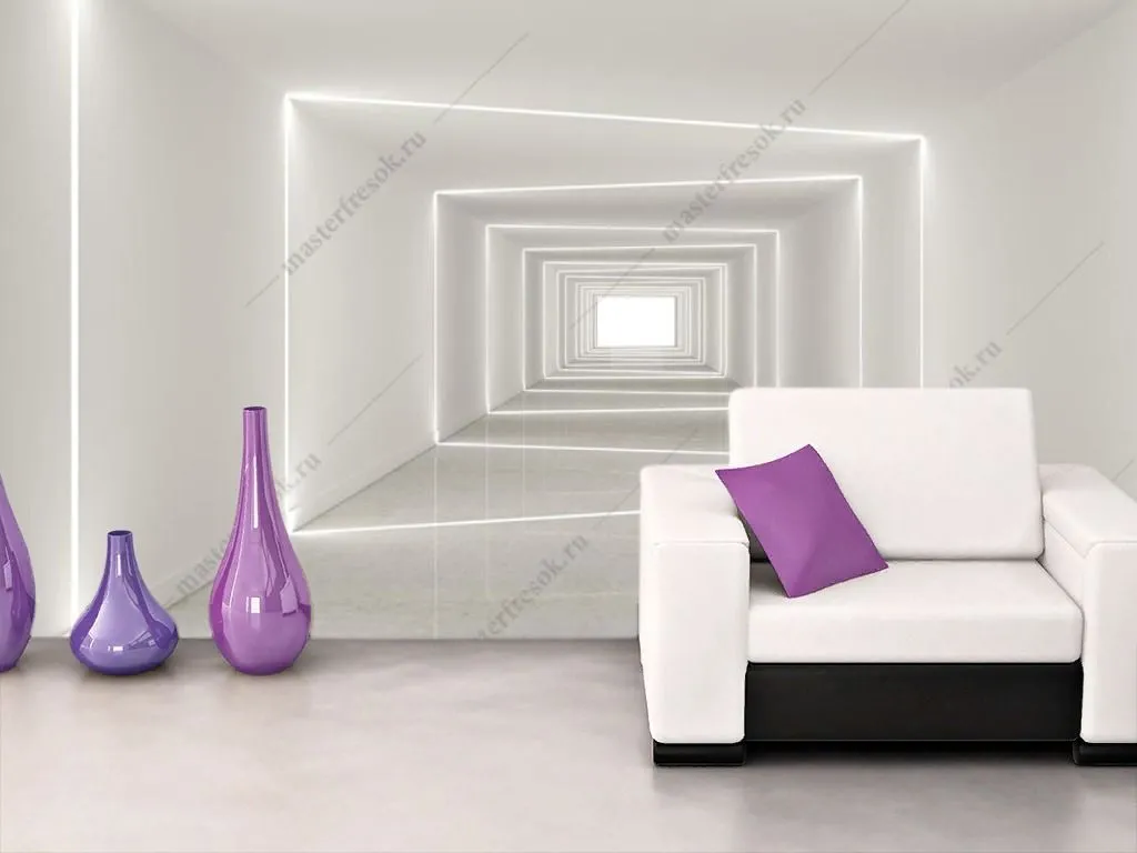 Фотообои Белый 3д коридор  10-964
