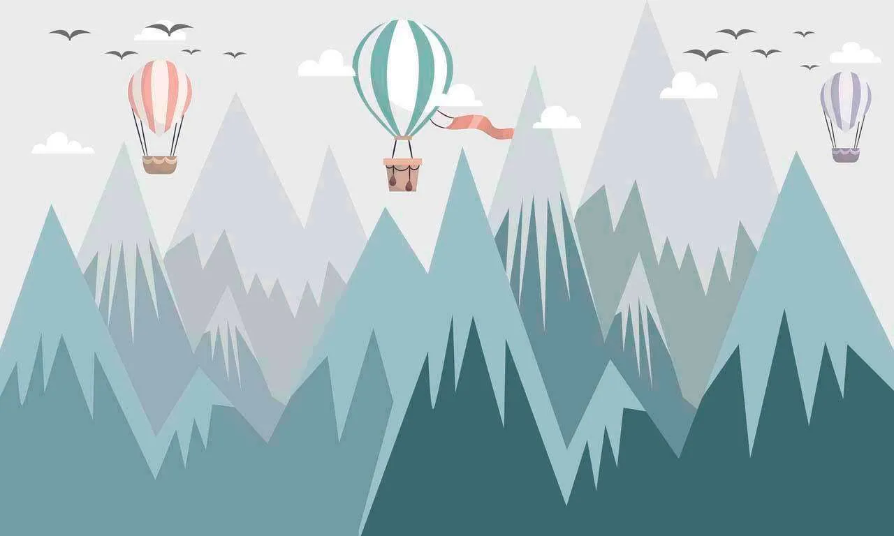 Фотообои в интерьере горы с воздушными шарами  12-446 фото