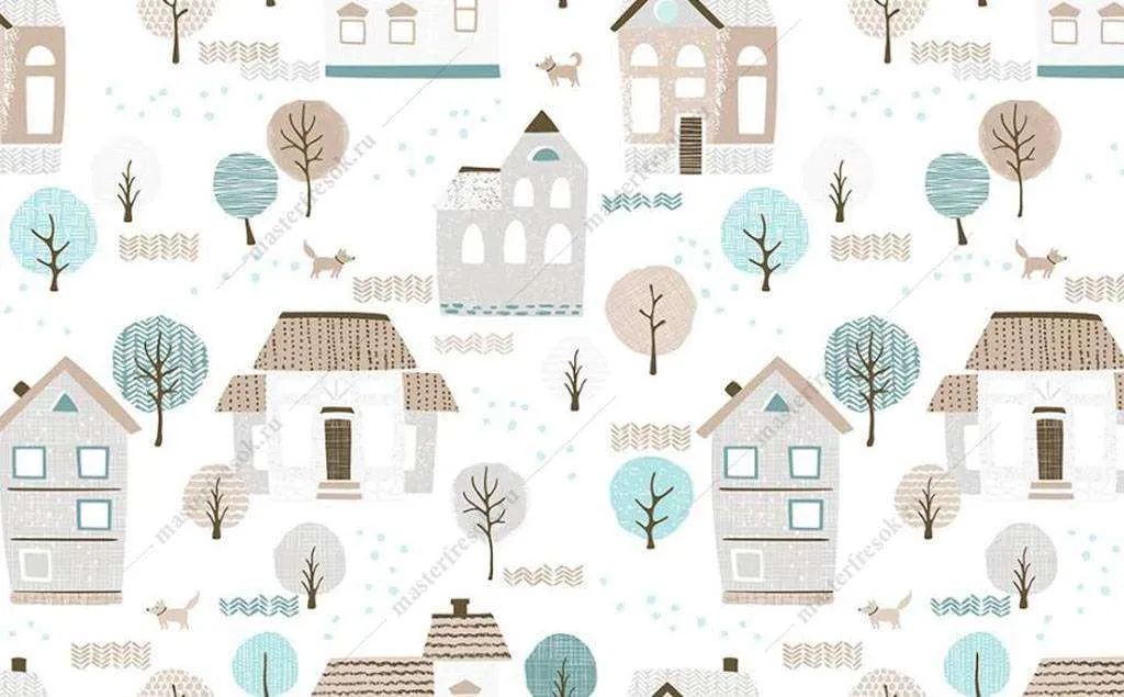 Фотообои в интерьере домики в лесу  16-048 фото