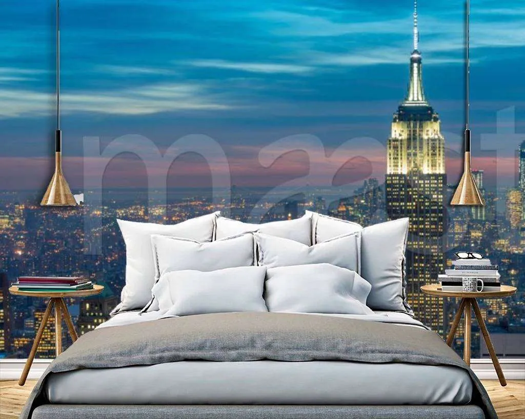 Фотообои в интерьере ночной нью йорк красивый  9-837 фото
