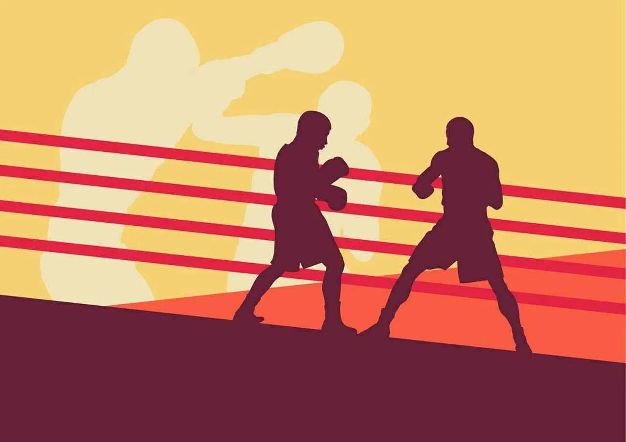 Фотообои в интерьере боксеры на ринге  12-366 фото