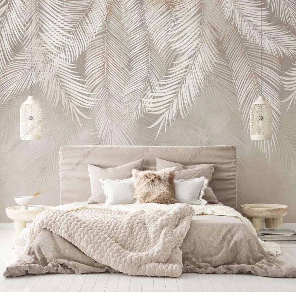 Фотообои в интерьере листья сверху  14-278 фото