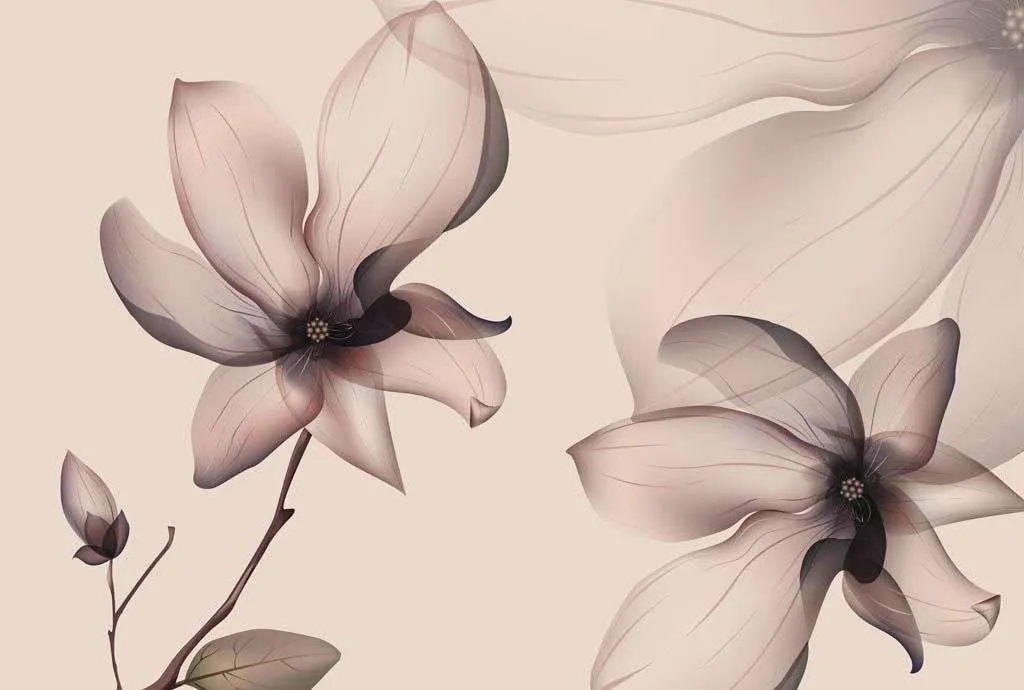 Фотообои в интерьере цветы магнолии  14-126 фото