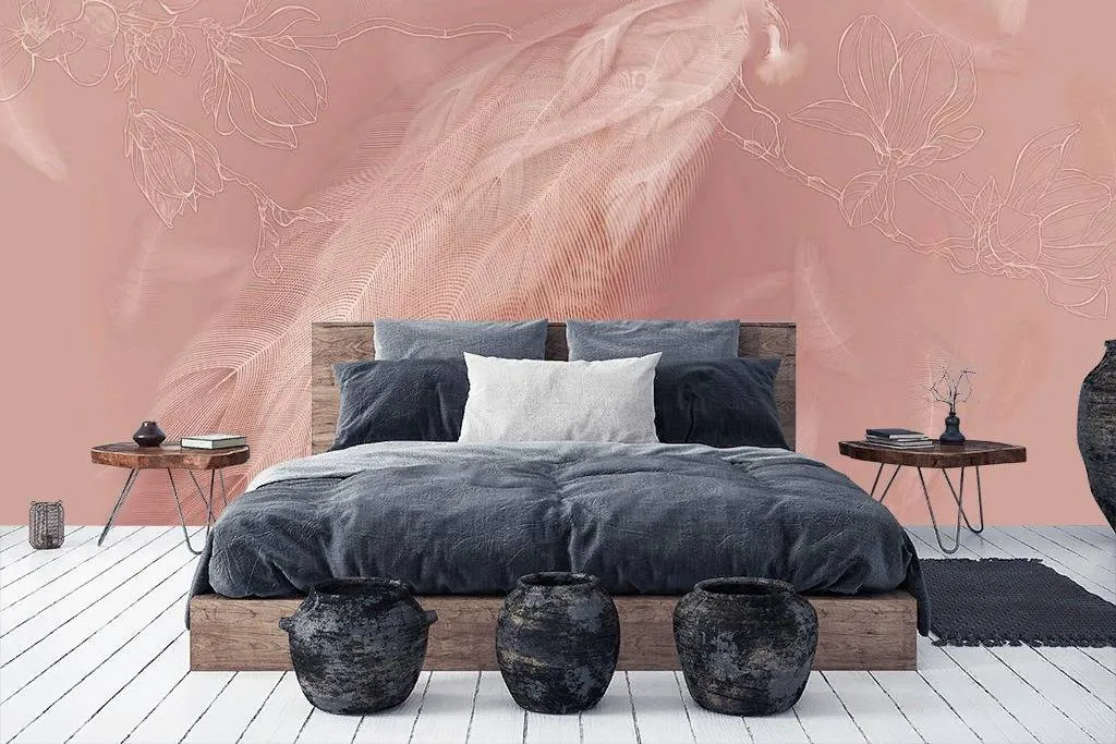 Фотообои в интерьере перья жар-птицы  13-264 фото