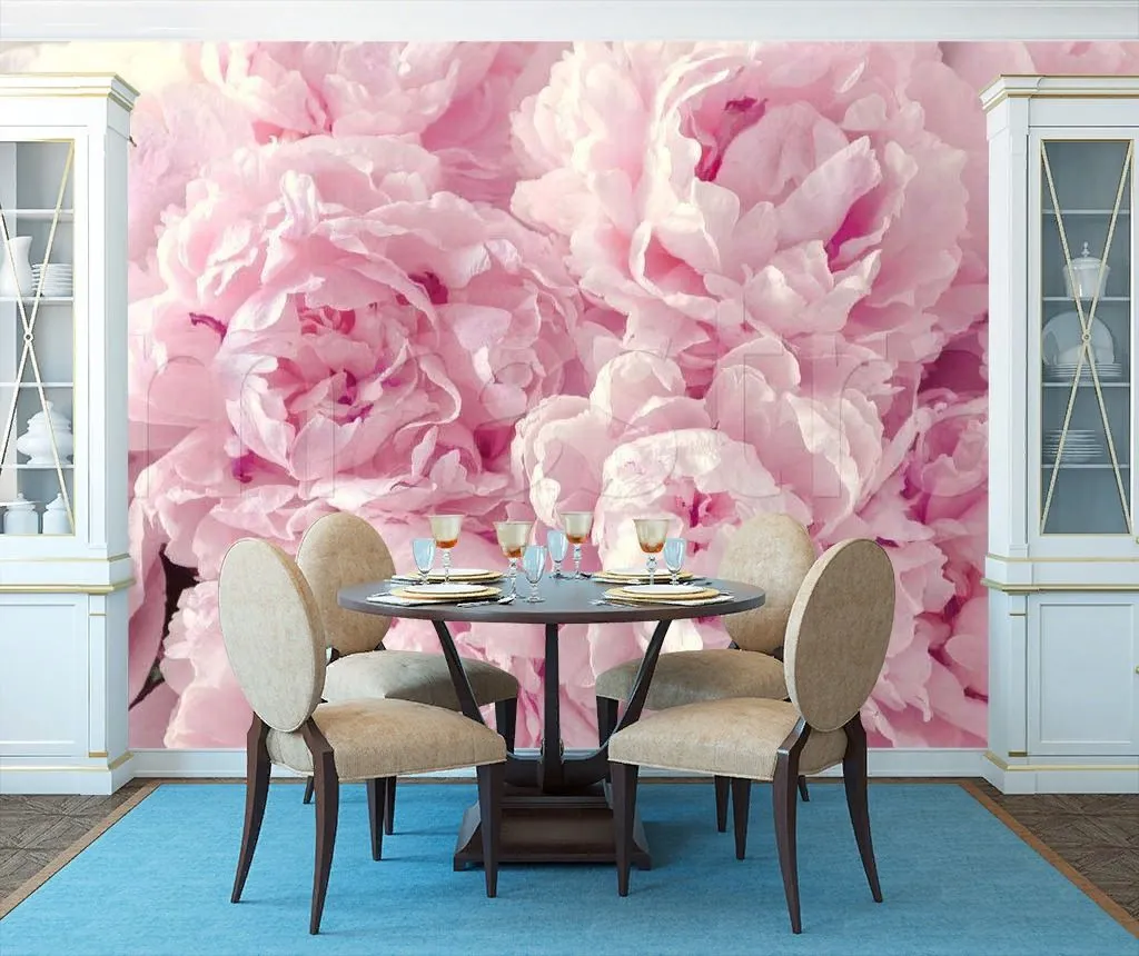 Фотообои в интерьере цветы пионы  9-102 фото