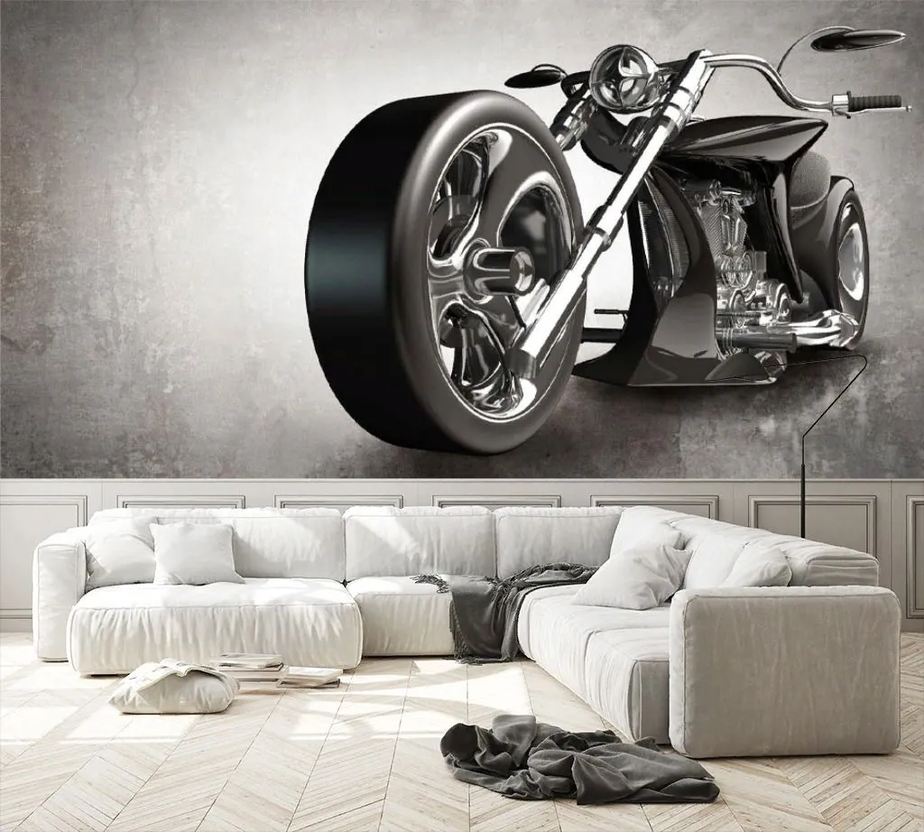 Фотообои в интерьере чоппер. мотоцикл  9-2084 фото