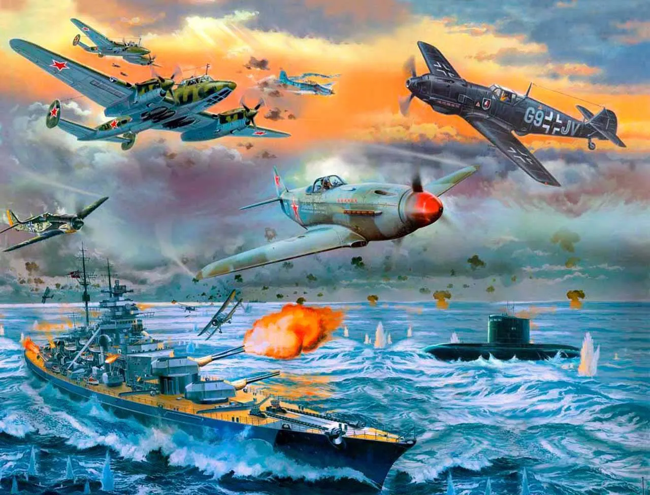 Фотообои в интерьере воздушный бой  11-004 фото