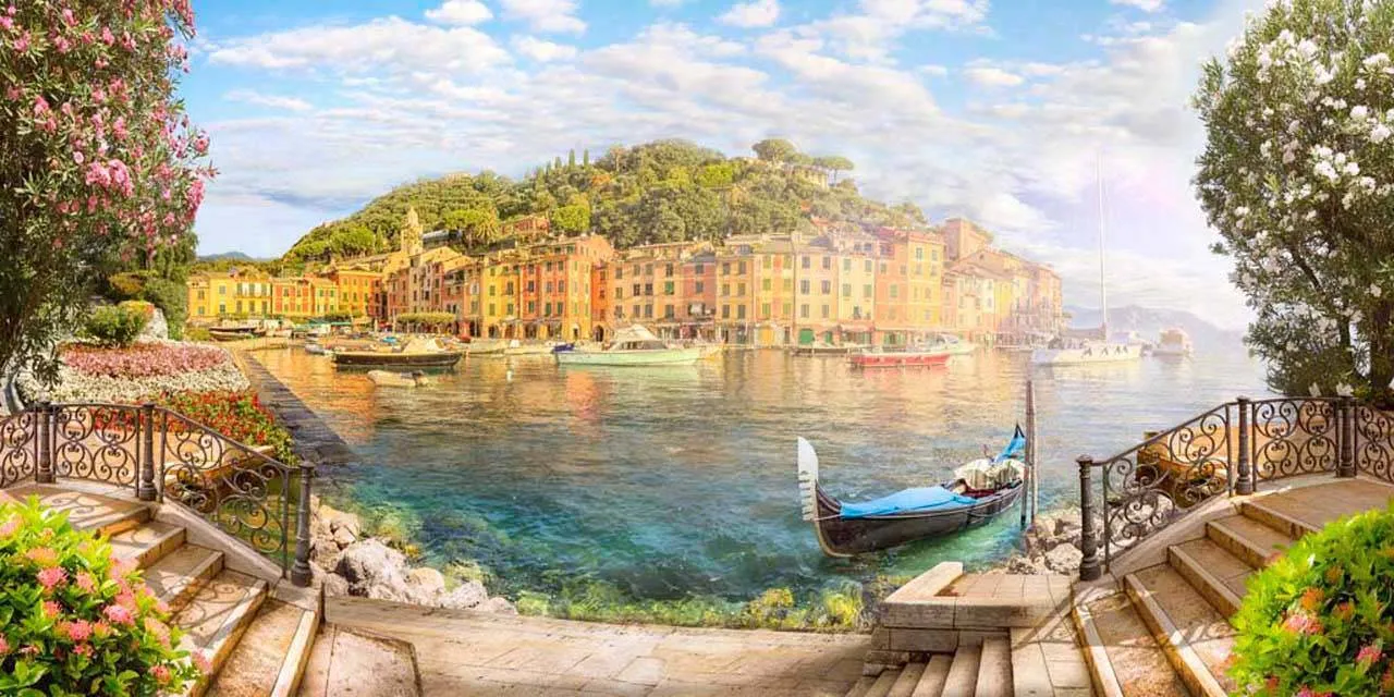 Фотообои в интерьере городской пейзаж на берегу моря  7-288 фото