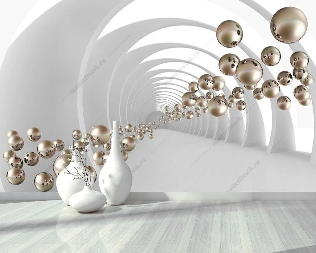 Фотообои 3д Шары золото  10-901