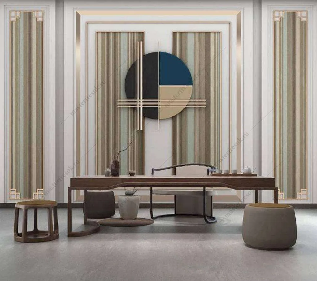 Фотообои в интерьере рамки в полоску  16-061 фото