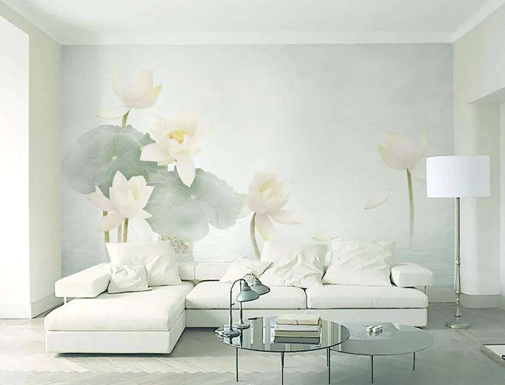 Фотообои Бесшовные обои на стену:  Белый лотос. Артикул: 15-689  