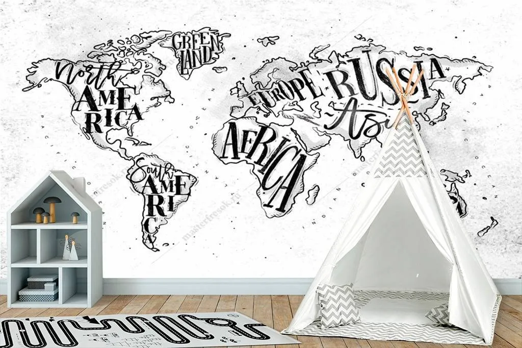 Фотообои Стильная карта мира  12-993